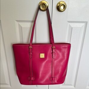 Dooney & Bourke Pink Leather Tote with Gold Accents